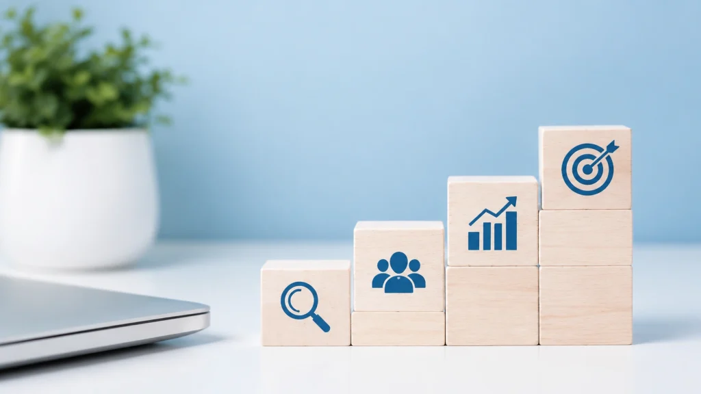 Business growth blocks representing results from social media marketing packages
