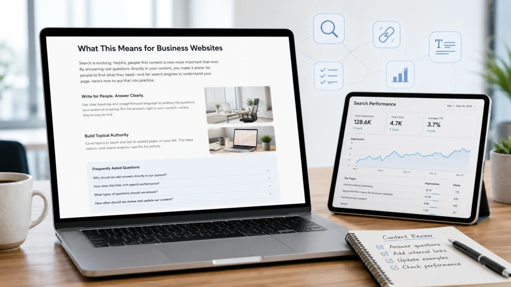 Modern workspace with SEO content focus - Digital Marketing Solutions