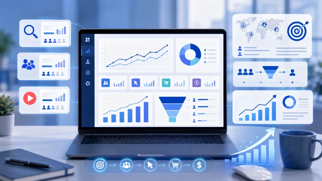 Paid ads performance dashboard showing campaign tracking and optimization - social media marketing consultant