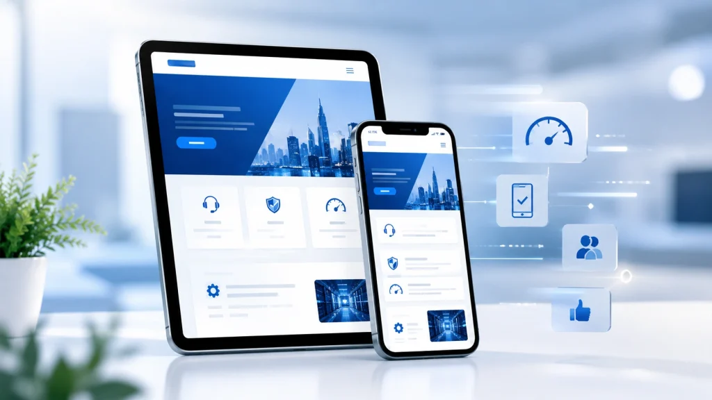 modern tech UI on sleek devices - website development services