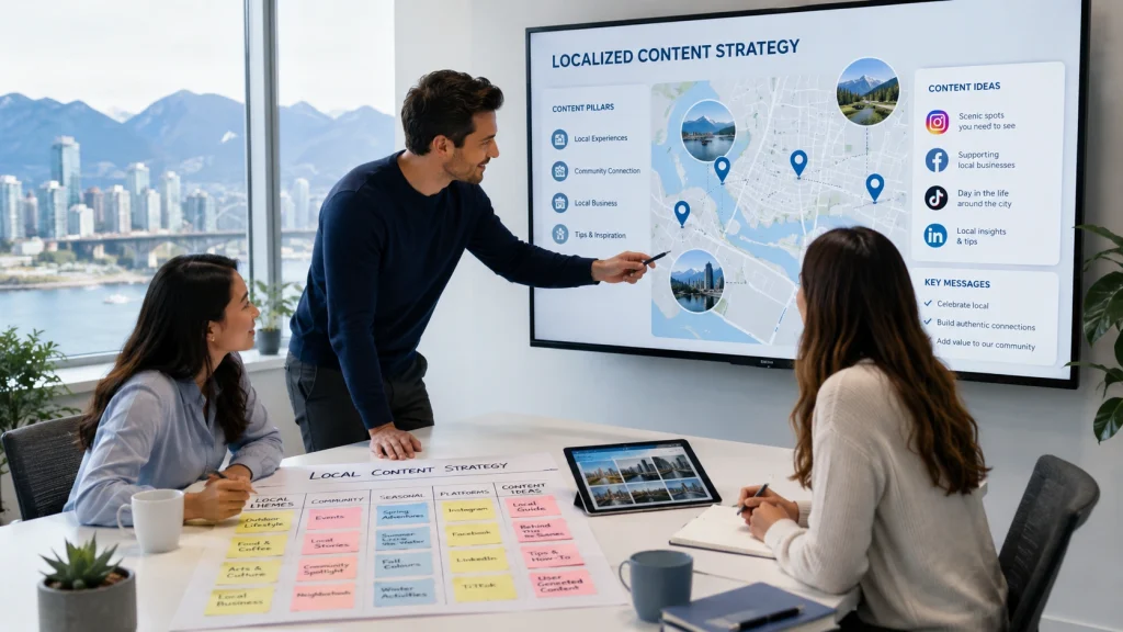 Team planning social media marketing Vancouver strategy