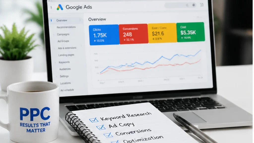 PPC management services for keyword research, ad copy, tracking, and optimization