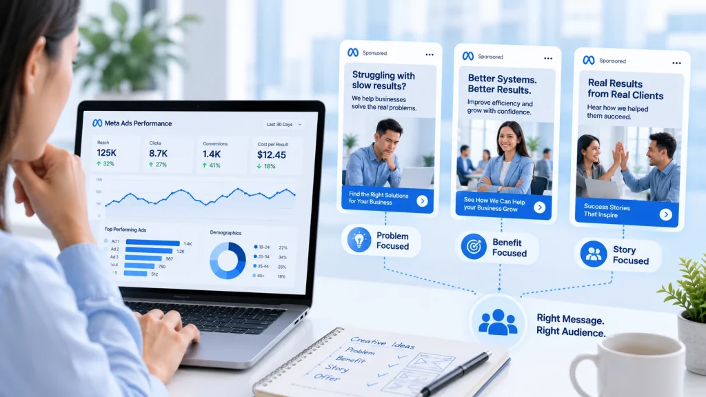 Meta ads management services using creative variety to improve ad performance