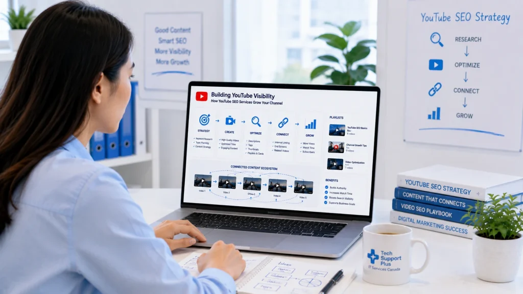 YouTube SEO services strategy for building channel visibility with connected videos.